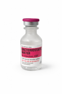 plastic clear 30ml vial with pink wrap and clear liquid